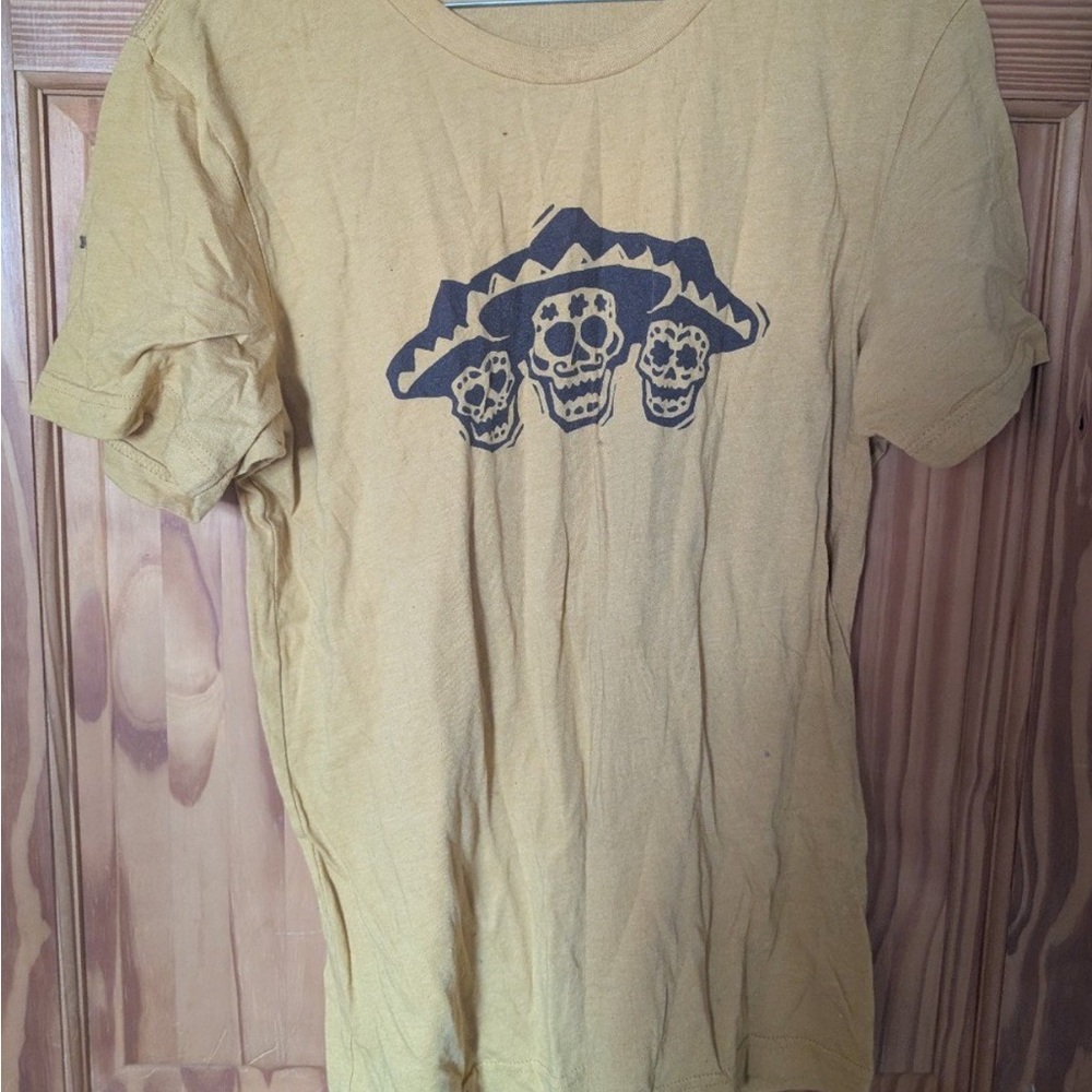 Yellow T-Shirt with Mexican sugar Skull Design